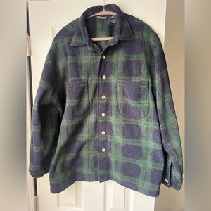 Green and Black Plaid Button-Up Jacket